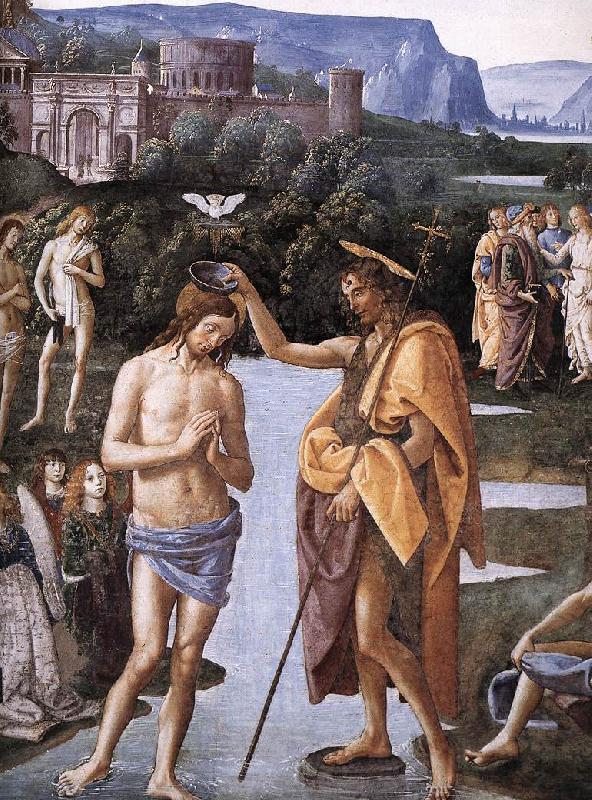 PERUGINO, Pietro Baptism of Christ (detail) a Germany oil painting art